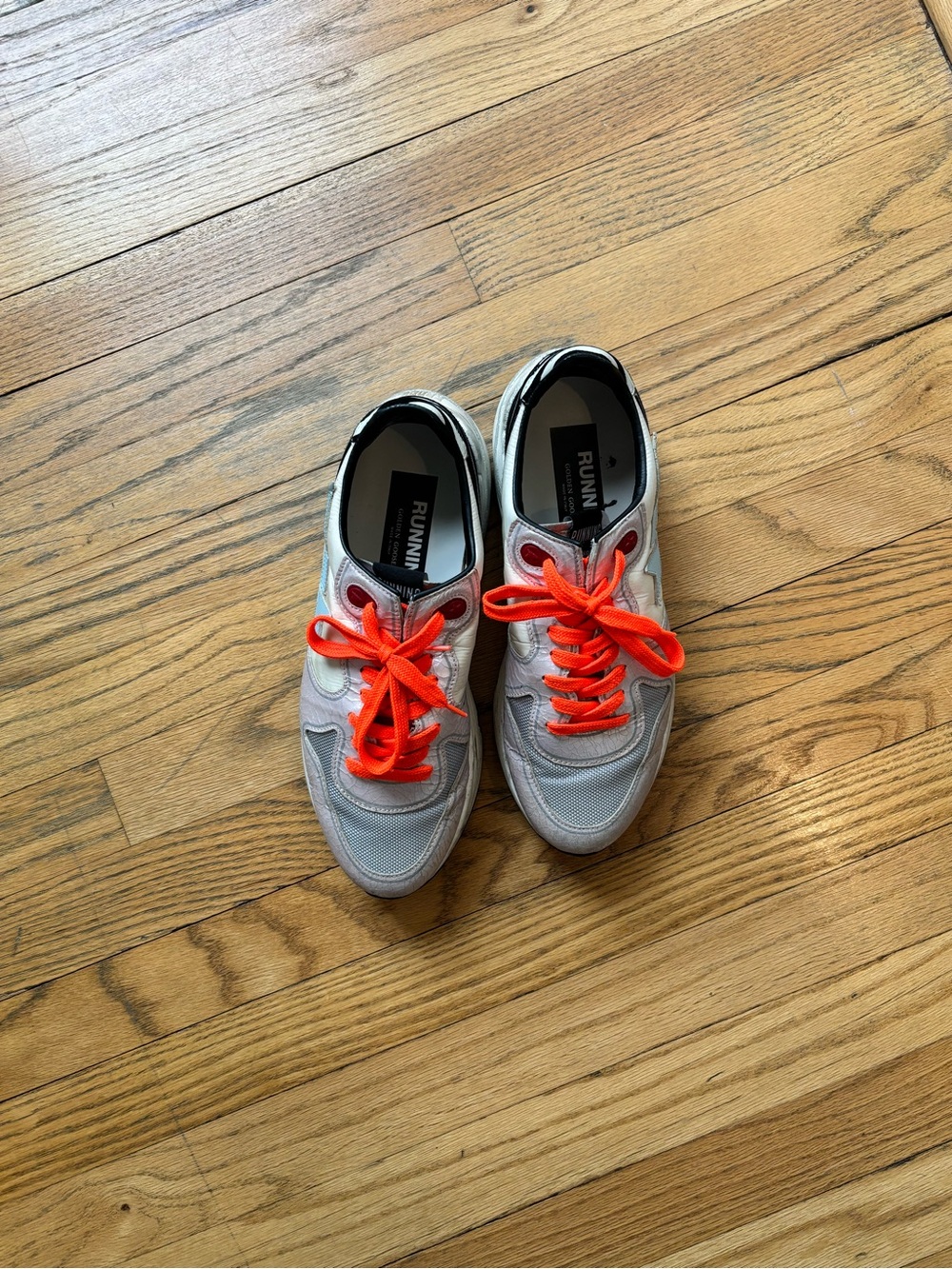 Golden Goose Running Sole Sneakers with Bright Orange Lacest